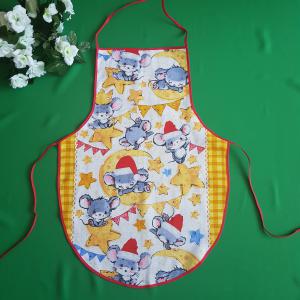 Karácsonyi, egérke mintás pamut konyhai kötény sárga széllel