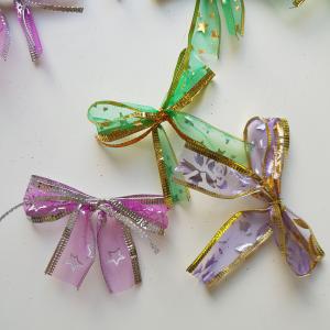 Karácsonyi organza masni dísz csomagoláshoz, ajándékokra, karácsonyfára