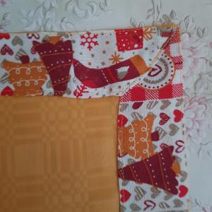 Karácsonyi, piros szegélyű damaszt tányéralátét