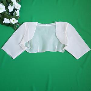 Kb. XL-es ekrü színű, 3/4-es ujjú organza boleró