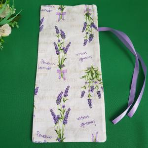 Levendula mintás zsák, textil ajándéktasak pezsgőkhöz
