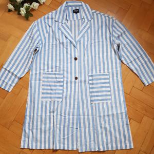 M-es fehér-kék csíkos, oversize dzseki, kabát