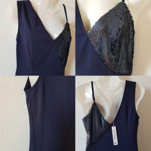 M-es sötétkék, flitteres alkalmi ruha, midi ruha