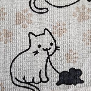 Nagyméretű cica mintás pamut konyharuha, törlőkendő