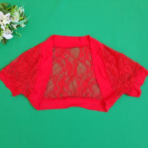 Piros színű, rövid ujjú, elasztikus csipke boleró, menyecske boleró