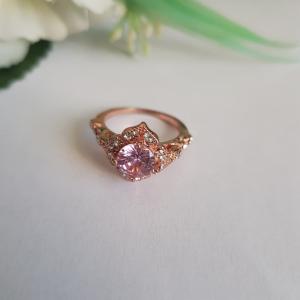 Rózsaszín-kristály strasszköves rosegold színű 925 sterling ezüst gyűrű