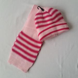 Rózsaszín-pink színű kötött sapka + sál gyerek szett