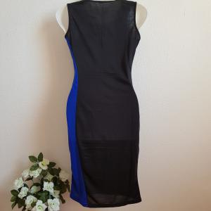 S-es fekete-királykék színű, ujjatlan midi ruha