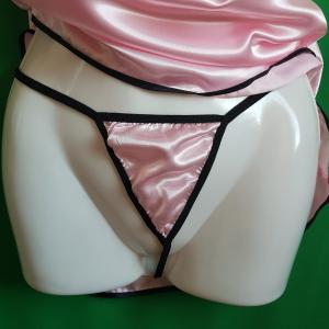 S/M-es rózsaszín szatén fehérnemű szett: babydoll + tanga bugyi