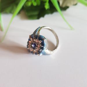 Strasszköves kék színű gyűrű