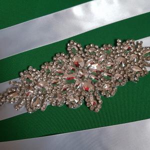 Strasszköves menyasszonyi öv, hófehér szatén öv