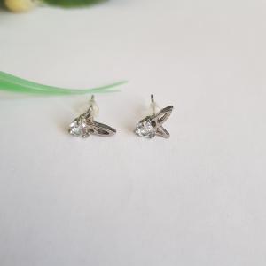 Strasszköves, pillangó szárnyas apró fülbevaló