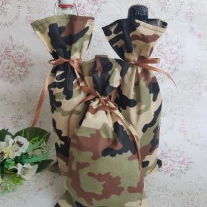 Terepmintás, terepszínű mikulás zsák, textil ajándéktasak