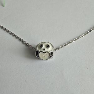 Tűzzománcos pandamacit ábrázoló gyöngy díszes nyaklánc