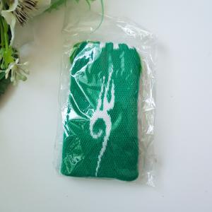 Zöld színű, retro textil telefontok nyakba akasztható zsinórral