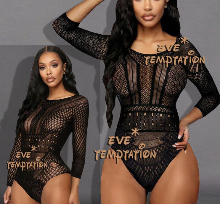 Fekete Bodycon testhezálló necc ruha / hosszú ujjú body