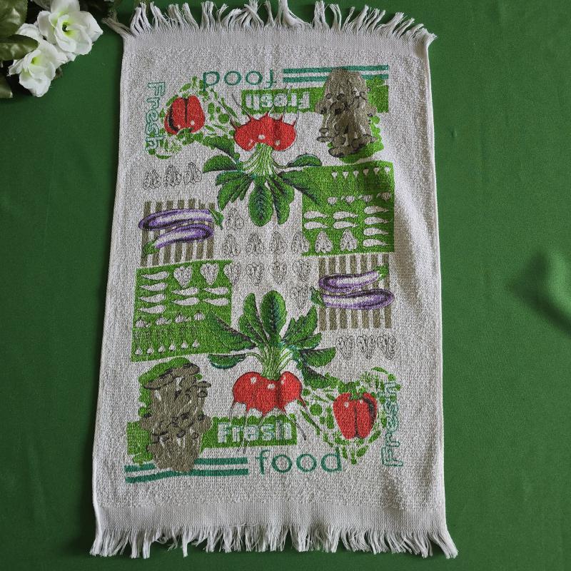 Fresh food zöldség mintás frottír pamut konyharuha, vintage törlőkendő