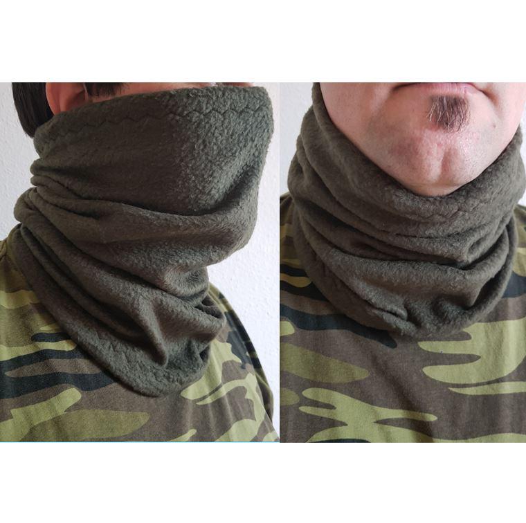 Horgász / vadász egyszínű khaki zöld  csősál, polár sál, nyakmelegítő, arcmelegítő