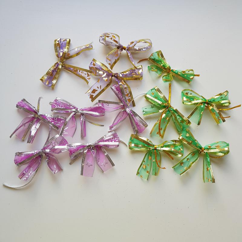 Karácsonyi organza masni dísz csomagoláshoz, ajándékokra, karácsonyfára