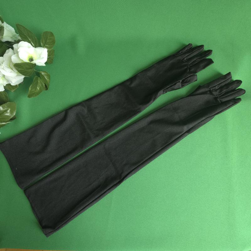 Könyék fölé érő fekete színű báli jersey kesztyű