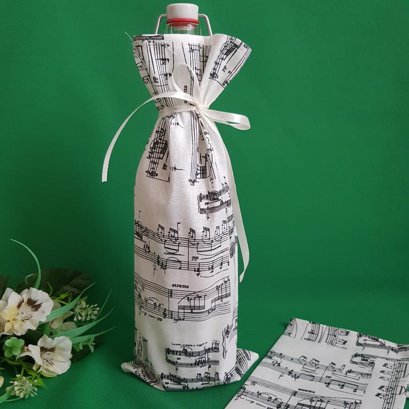 Kotta mintás zsák, textil ajándéktasak borokhoz zenekedvelőknek