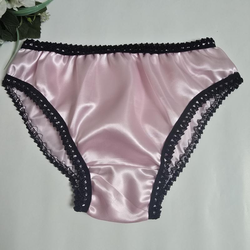 M-es / 40-es Hagyományos fazonú szatén bugyi – rózsaszín-fekete