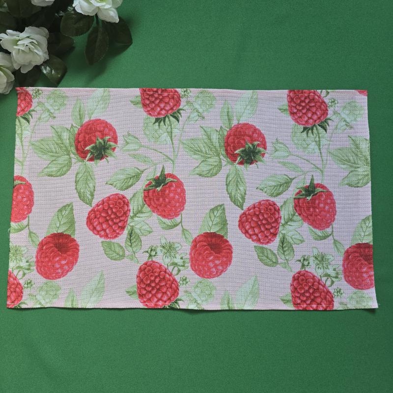 Málna mintás pamut konyharuha, törlőkendő