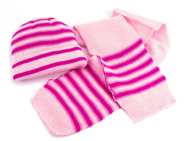 Rózsaszín-pink színű kötött sapka + sál gyerek szett