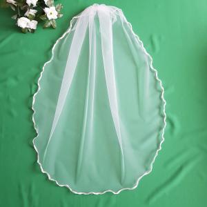 1 rétegű, hullámos szatén szélű, EKRÜ menyasszonyi fátyol (16.2)