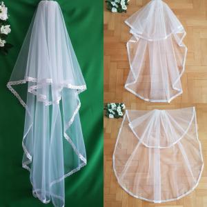 2 rétegű, csipkés szélű, HÓFEHÉR menyasszonyi fátyol (77.1)