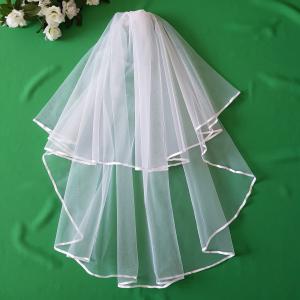 2 rétegű, szatén szélű HÓFEHÉR menyasszonyi fátyol (22.1)