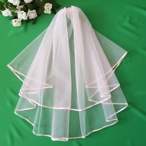 2 rétegű, szatén szélű RÓZSASZÍN menyasszonyi fátyol (22.3)