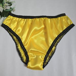 2XL-es / 52-es Hagyományos fazonú szatén bugyi – citromsárga-fekete