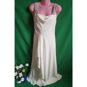 38-as/S-es ekrü színű, gyöngyös menyasszonyi ruha, estélyi ruha, alkalmi ruha