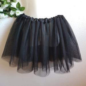 4 rétegű fekete pörgős tüll szoknya szatén derékkal