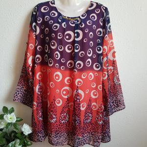 48-as párduc mintás ¾-es felgombolható ujjú blúz, felső