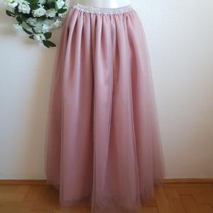 5 rétegű átmenetes púder maxi tüll szoknya csillogós derékkal