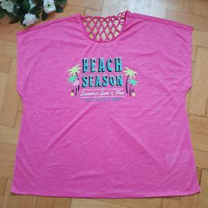 54-os/3XL-es csomózott háló díszes rövid ujjú póló, felső