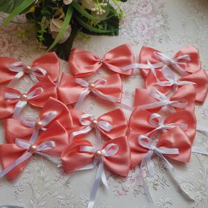 Barack színű szatén masni dísz, dekoráció