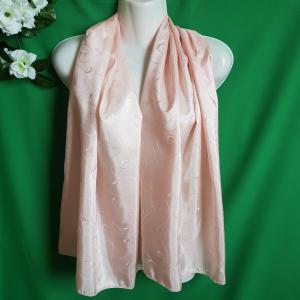 Barackrózsaszín hímzett szatén sál, kendő, vállkendő, stóla – 55x145cm