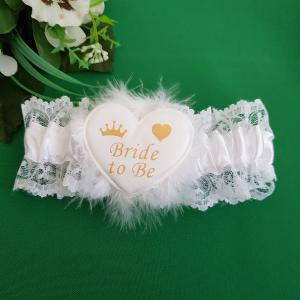 Bride to be feliratú szatén, csipkés harisnyakötő lánybúcsúra