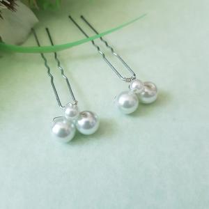 Fehér gyöngyös menyasszonyi hajtű, drótos hajdísz