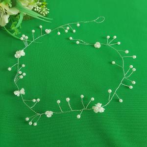 Fehér Gyöngyös, virágos menyasszonyi hajdrót, hajdísz – 60cm