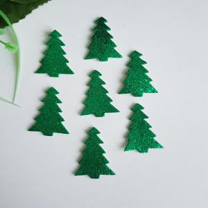 Glitteres fenyőfa alakú pufi matrica, öntapadós karácsonyi dísz DARABRA