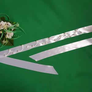 Gyöngyös, hímzett menyasszonyi öv, hófehér szatén öv