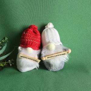 Karácsonyi manó pár "Boldog karácsonyt!" táblával, asztaldísz, lakásdekor