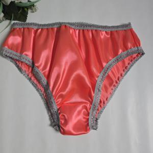 L-es / 46-os Hagyományos fazonú szatén bugyi – korall-szürke