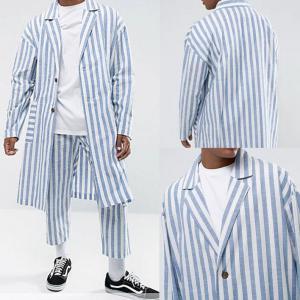 M-es fehér-kék csíkos, oversize dzseki, kabát