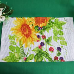 Napraforgó és szeder mintás pamut konyharuha, törlőkendő