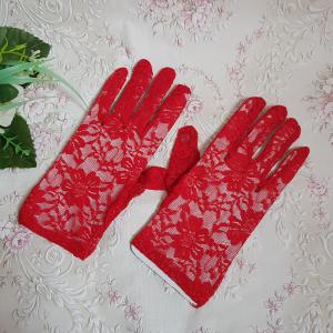 Piros színű menyecske csipke kesztyű